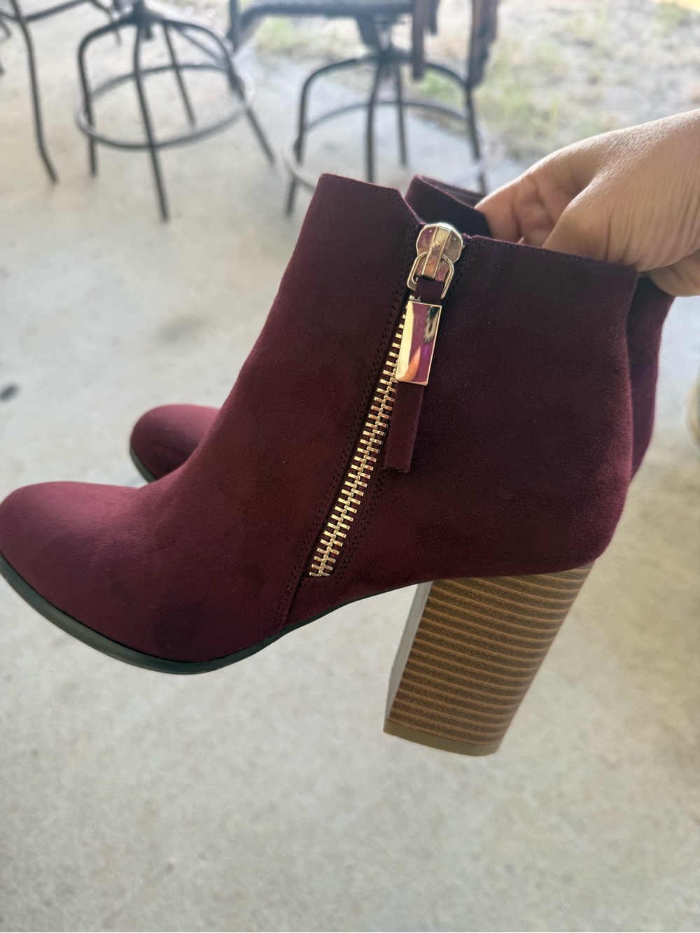 Apt  Burgundy Ankle Boot with 3.5 inch Block Heel